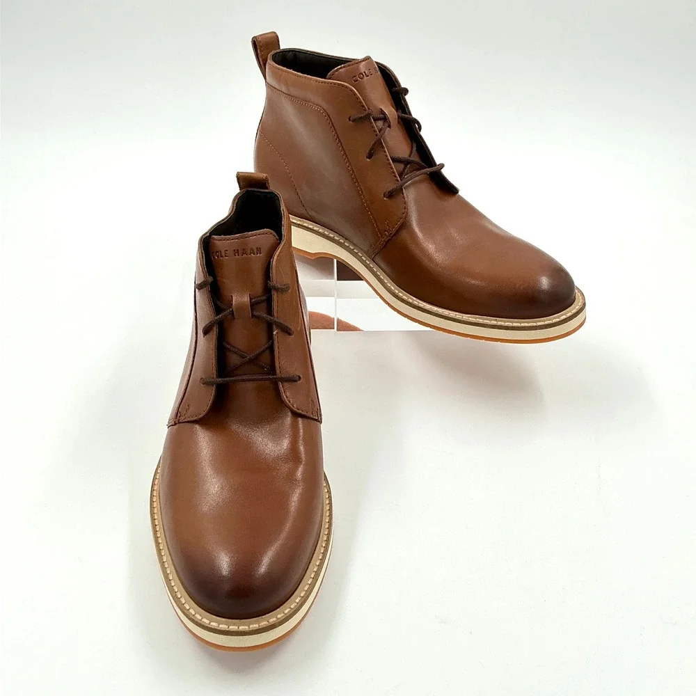Cole Haan Men Size 8.5 Grand 360 British Tan Leather Chukka Boots NEW Morse $228